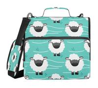 Ttgoth Cute Sheep 3 Ring Zipper Binder 1.5 Inch Capacity Binder Organiser 500 Sheet with Shoulder Strap & Handle Multi-Pocket Expanding File Folder for School Office