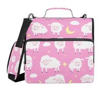 Ttgoth Cute Sheep 3 Ring Zipper Binder 1.5 Inch Capacity Binder Organiser 500 Sheet with Shoulder Strap & Handle Multi-Pocket Expanding File Folder for School Office