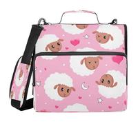 Ttgoth Cute Sheep 3 Ring Zipper Binder 1.5 Inch Capacity Binder Organiser 500 Sheet with Shoulder Strap & Handle Multi-Pocket Expanding File Folder for School Office