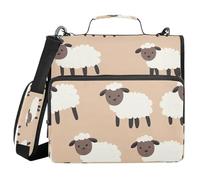 Ttgoth Cute Sheep 3 Ring Zipper Binder 1.5 Inch Capacity Binder Organizer 500 Sheet with Shoulder Strap & Handle Multi-Pocket Expanding File Folder for School Office