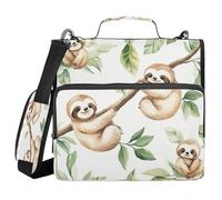 Ttgoth Cute Sloth 3 Ring Zipper Binder 1.5 Inch Capacity Binder Organiser 500 Sheet with Shoulder Strap & Handle Multi-Pocket Expanding File Folder for School Office