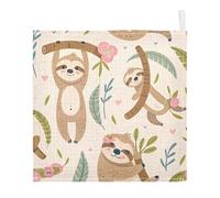 Ttgoth Cute Sloth Baby Muslin Washcloths, 5 Pack 4-Layer Cotton Face Towels with Hanging Loop, Soft Absorbent Wash Cloths for Newborns, 30 x 30 cm