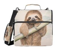 Ttgoth Cute Sloth1 3 Ring Zipper Binder 1.5 Inch Capacity Binder Organiser 500 Sheet with Shoulder Strap & Handle Multi-Pocket Expanding File Folder for School Office