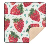 Ttgoth Cute Strawberry Baby Play Mat Baby Play Mat for Floor 127x127cm Soft Foldable Crawling Mat Waterproof Non-Slip Floor Mat Kids Playmat for Infants Babies Toddlers