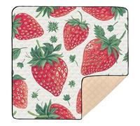 Ttgoth Cute Strawberry Baby Play Mat Baby Play Mat for Floor 127x127cm Soft Foldable Crawling Mat Waterproof Non-Slip Floor Mat Kids Playmat for Infants Babies Toddlers