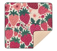 Ttgoth Cute Strawberry Baby Play Mat Baby Play Mat for Floor 127x127cm Soft Foldable Crawling Mat Waterproof Non-Slip Floor Mat Kids Playmat for Infants Babies Toddlers