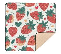 Ttgoth Cute Strawberry Baby Play Mat Baby Play Mat for Floor 127x127cm Soft Foldable Crawling Mat Waterproof Non-Slip Floor Mat Kids Playmat for Infants Babies Toddlers
