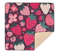 Ttgoth Cute Strawberry Baby Play Mat Baby Play Mat for Floor 127x127cm Soft Foldable Crawling Mat Waterproof Non-Slip Floor Mat Kids Playmat for Infants Babies Toddlers
