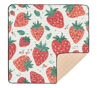 Ttgoth Cute Strawberry Baby Play Mat Baby Play Mat for Floor 127x127cm Soft Foldable Crawling Mat Waterproof Non-Slip Floor Mat Kids Playmat for Infants Babies Toddlers
