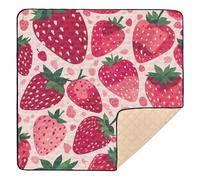 Ttgoth Cute Strawberry Baby Play Mat Baby Play Mat for Floor 127x127cm Soft Foldable Crawling Mat Waterproof Non-Slip Floor Mat Kids Playmat for Infants Babies Toddlers
