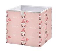 Ttgoth Cute Valentine's Day Gnomes Cube Storage Bins 28x28 cm Foldable Fabric Storage Cube Shelf Basket Closet Organiser for Bedroom Nursery Home
