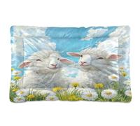 Ttgoth Cute White Sheep Dog Bed Mat Crate Pad Soft Washable Kennel Pad Pet Sleeping Mat with Anti-Slip Bottom for Large Medium Small Dogs, 45.7x60.9 cm