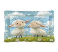 Ttgoth Cute White Sheep Dog Bed Mat Crate Pad Soft Washable Kennel Pad Pet Sleeping Mat with Anti-Slip Bottom for Large Medium Small Dogs, 45.7x60.9 cm