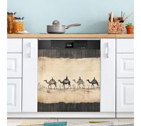 Ttgoth Desert Camels Dishwasher Magnet Cover Decorative Magnetic Dish Washer Front Door Cover Panel Decal Trimmable Magnet Sticker for Kitchen Appliance Decor 58.42x66.04 cm