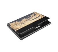 Ttgoth Deserts Business Card Holder for Men Women PU Leather & Stainless Steel Name Card Case Pocket Wallet ID Case for Travel and Work
