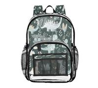Ttgoth Dinosaur Rainbow Clear Backpack Heavy Duty Stadium Approved Transparent Backpack See Through Bookbag with Multiple Pockets for School, Security, Work & Trave