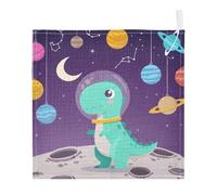 Ttgoth Dinosaurs Baby Muslin Washcloths, 3 Pack 4-Layer Cotton Face Towels with Hanging Loop, Soft Absorbent Wash Cloths for Newborns, 30 x 30 cm