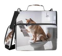 Ttgoth Dog Reads Newspaper 3 Ring Zipper Binder 1.5 Inch Capacity Binder Organiser 500 Sheet with Shoulder Strap & Handle Multi-Pocket Expanding File Folder for School Office