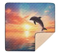 Ttgoth Dolphin Baby Play Mat for Floor 127x127cm Soft Foldable Crawling Mat Waterproof Non-Slip Floor Mat Kids Playmat for Infants Babies Toddlers