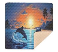 Ttgoth Dolphin Baby Play Mat for Floor 127x127cm Soft Foldable Crawling Mat Waterproof Non-Slip Floor Mat Kids Playmat for Infants Babies Toddlers
