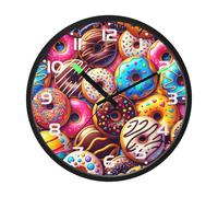 Ttgoth Donut Wall Clock with LED Night Light 30.5 cm Sound Control Silent Non-Ticking Wall Clock Battery Operated for Bedroom Living Room Kitchen Home Decor