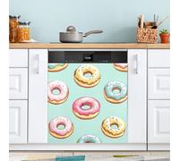 Ttgoth Doughnut Dishwasher Magnet Cover Decorative Magnetic Dish Washer Front Door Cover Panel Decal Trimmable Magnet Sticker for Kitchen Appliance Decor 58.42x66.04 cm