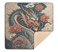 Ttgoth Dragon Baby Play Mat for Floor 127x127cm Soft Foldable Crawling Mat Waterproof Non-Slip Floor Mat Kids Playmat for Infants Babies Toddlers