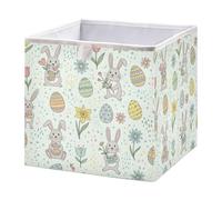 Ttgoth Easter Bunnies Doodles Cube Storage Bins 28x28 cm Foldable Fabric Storage Cube Shelf Basket Closet Organiser for Bedroom Nursery Home