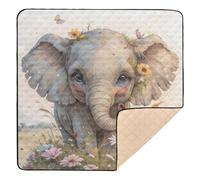 Ttgoth Elephant Baby Play Mat for Floor 127x127cm Soft Foldable Crawling Mat Waterproof Non-Slip Floor Mat Kids Playmat for Infants Babies Toddlers