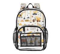 Ttgoth Engineering Vehicle Clear Backpack Heavy Duty Stadium Approved Transparent Backpack See Through Bookbag with Multiple Pockets for School, Security, Work & Trave