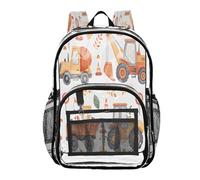 Ttgoth Engineering Vehicle Clear Backpack Heavy Duty Stadium Approved Transparent Backpack See Through Bookbag with Multiple Pockets for School, Security, Work & Trave