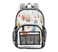 Ttgoth Engineering Vehicle Clear Backpack Heavy Duty Stadium Approved Transparent Backpack See Through Bookbag with Multiple Pockets for School, Security, Work & Trave