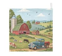 Ttgoth Farm Animals Baby Muslin Washcloths, 5 Pack 4-Layer Cotton Face Towels with Hanging Loop, Soft Absorbent Wash Cloths for Newborns, 30 x 30 cm