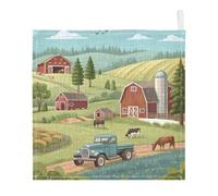 Ttgoth Farm Animals Baby Muslin Washcloths, 5 Pack 4-Layer Cotton Face Towels with Hanging Loop, Soft Absorbent Wash Cloths for Newborns, 30 x 30 cm