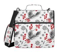 Ttgoth Festive Winter Pattern 3 Ring Zipper Binder 1.5 Inch Capacity Binder Organiser 500 Sheet with Shoulder Strap & Handle Multi-Pocket Expanding File Folder for School Office