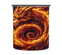 Ttgoth Fire Dragon Coffee Canister 900 ml Airtight Stainless Steel Kitchen Container Food Storage Container with Lid for Coffee Grounds, Beans, Sugar, Tea, Nut