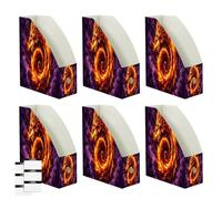 Ttgoth Fire DragonMagazine File Holder for Desk, PP A4 File Organiser, Foldable Magazine Storage Box with Labels, Desktop Document Organiser for Office, School and Home, 6 Pack