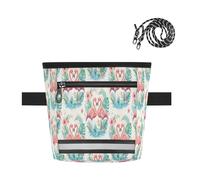 Ttgoth Flamingo Dog Treat Pouch for Training, Hands-Free Treat Bag with Magnetic Closure, Adjustable Waist Belt & Reflective Strip, Waterproof Puppy Snack Reward Bag for Pet Walking