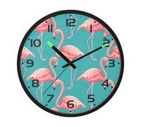 Ttgoth Flamingo Wall Clock with LED Night Light 30.5 cm Sound Control Silent Non-Ticking Wall Clock Battery Operated for Bedroom Living Room Kitchen Home Decor