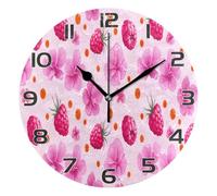 Ttgoth Flowers Wall Clock Silent Non-Ticking Modern Decorative Round Wall Clock Battery Operated for Home Kitchen Living Room Office, 25x25 cm