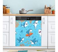 Ttgoth Funny Cartoon Shark Dishwasher Magnet Cover Decorative Magnetic Dish Washer Front Door Cover Panel Decal Trimmable Magnet Sticker for Kitchen Appliance Decor 23 x 26 Inch