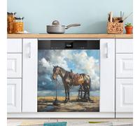 Ttgoth Funny Horse Dishwasher Magnet Cover Decorative Magnetic Dish Washer Front Door Cover Panel Decal Trimmable Magnet Sticker for Kitchen Appliance Decor 23 x 26 Inch