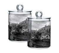 Ttgoth Giraffes Qtip Holder Dispenser Acrylic Bathroom Jars 2 PCS Apothecary Jar Makeup Organizer for Cotton Pad, Bud, Swab, Ball