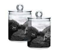 Ttgoth Giraffes Qtip Holder Dispenser Acrylic Bathroom Jars 2 PCS Apothecary Jar Makeup Organizer for Cotton Pad, Bud, Swab, Ball