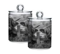 Ttgoth Giraffes Qtip Holder Dispenser Acrylic Bathroom Jars 2 PCS Apothecary Jar Makeup Organizer for Cotton Pad, Bud, Swab, Ball