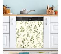 Ttgoth Green Plants Dishwasher Magnet Cover Decorative Magnetic Dish Washer Front Door Cover Panel Decal Trimmable Magnet Sticker for Kitchen Appliance Decor 58.42x66.04 cm