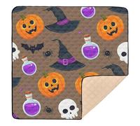 Ttgoth Halloween Pumpkin Baby Play Mat for Floor 127x127cm Soft Foldable Crawling Mat Waterproof Non-Slip Floor Mat Kids Playmat for Infants Babies Toddlers