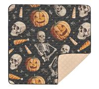 Ttgoth Halloween Skeleton Baby Play Mat for Floor 127x127cm Soft Foldable Crawling Mat Waterproof Non-Slip Floor Mat Kids Playmat for Infants Babies Toddlers