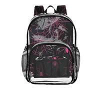 Ttgoth Halloween Spiderweb Clear Backpack Heavy Duty Stadium Approved Transparent Backpack See Through Bookbag with Multiple Pockets for School, Security, Work & Trave