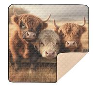 Ttgoth Highland Cow Baby Play Mat for Floor 127x127cm Soft Foldable Crawling Mat Waterproof Non-Slip Floor Mat Kids Playmat for Infants Babies Toddlers